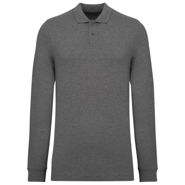Polo piqué manches longues Bio180 homme Grey Heather Kariban