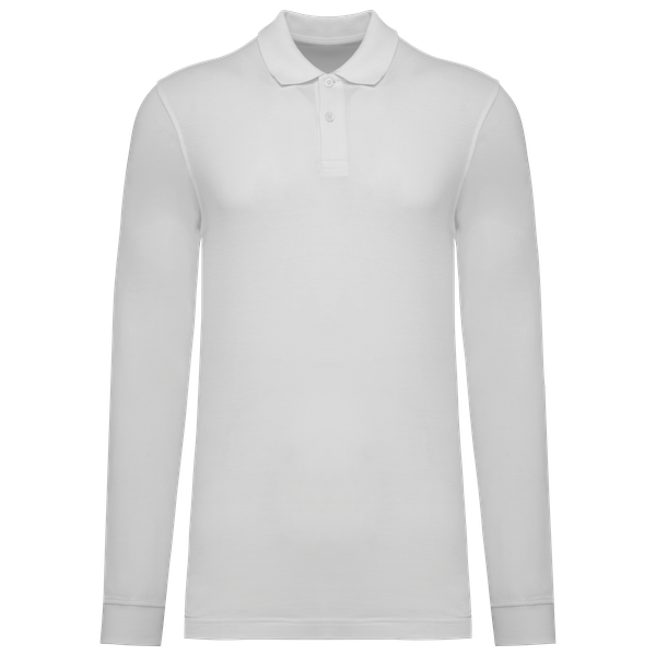 Polo piqué manches longues Bio180 homme White Kariban