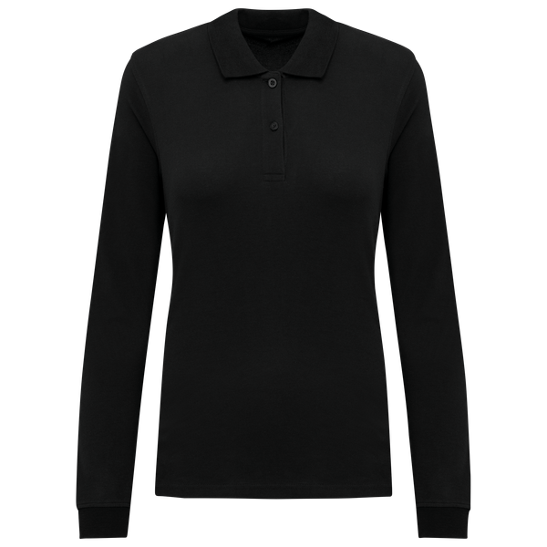 Polo piqué manches longues Bio180 femme Black Kariban