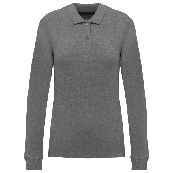 Polo piqué manches longues Bio180 femme Grey Heather Kariban