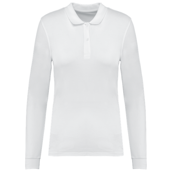 Polo piqué manches longues Bio180 femme White Kariban