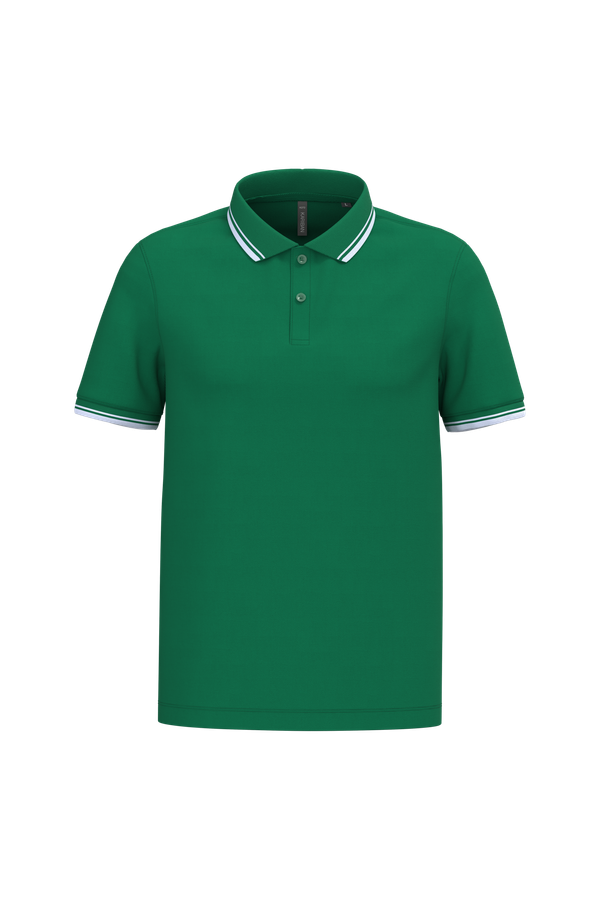 Polo homme manches courtes à rayures Kelly Green / White Kariban