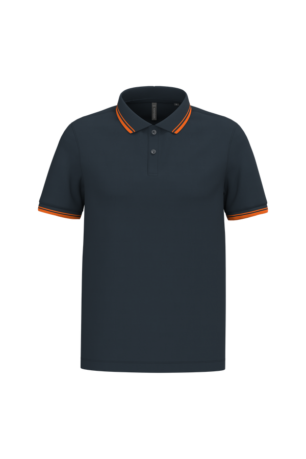 Polo homme manches courtes à rayures Navy / Orange Kariban