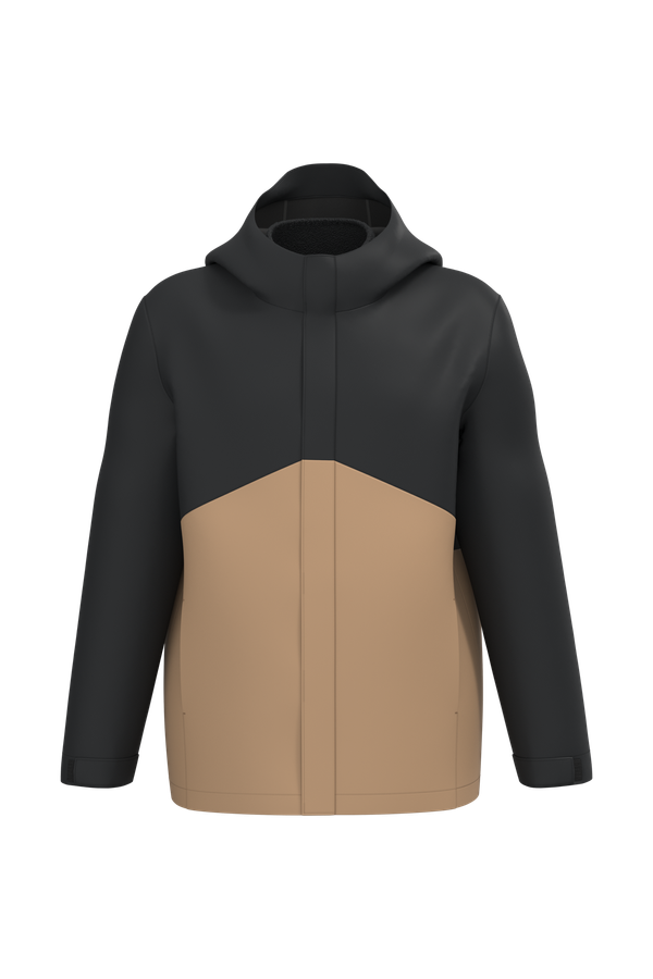 Parka 3-en-1 imperméable à capuche bicolore unisexe Camel / Black Kariban
