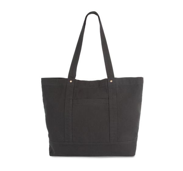 Grand sac shopping à poche latérale Washed black Kimood