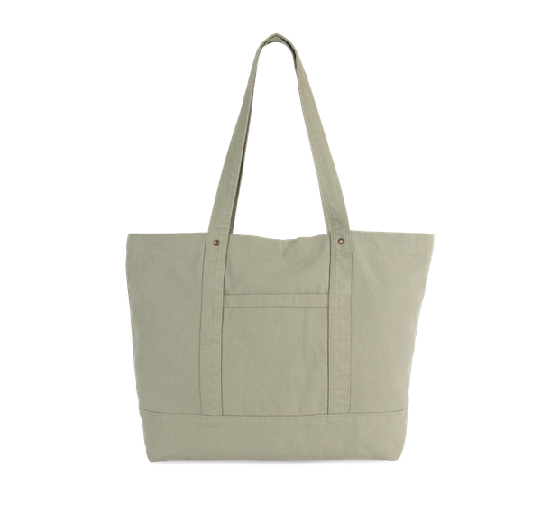 Grand sac shopping à poche latérale Washed Green Clay Kimood