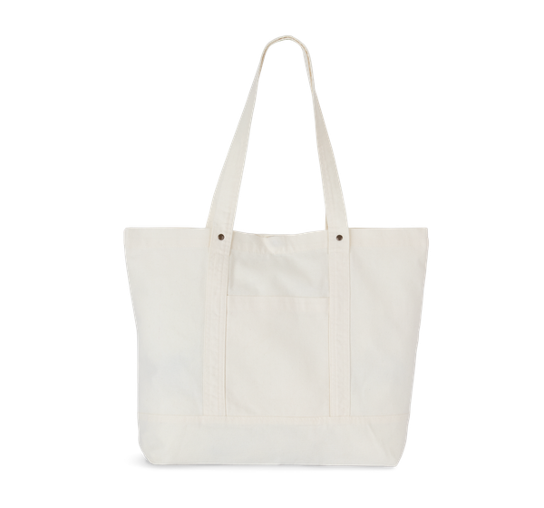 Grand sac shopping à poche latérale Washed Ivory Kimood