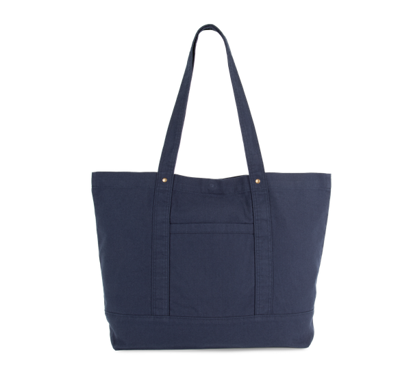 Grand sac shopping à poche latérale Washed Navy Kimood