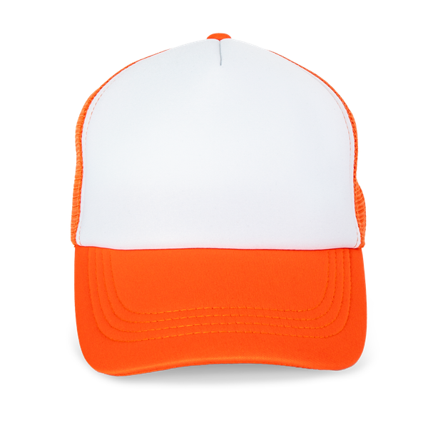 Casquette trucker - 5 Panneaux White / Vermillon Orange K-up