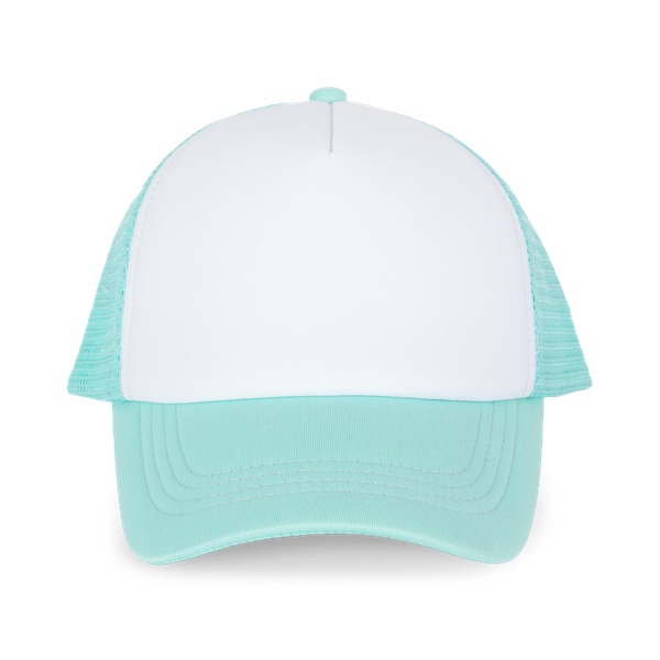 CASQUETTE TRUCKER ENFANT - 5 PANNEAUX White / Pastel Cyan K-up
