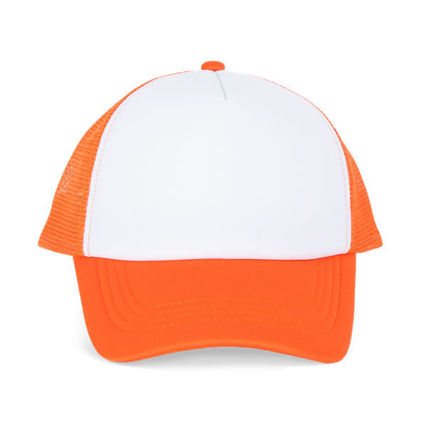 CASQUETTE TRUCKER ENFANT - 5 PANNEAUX White / Vermillon Orange K-up