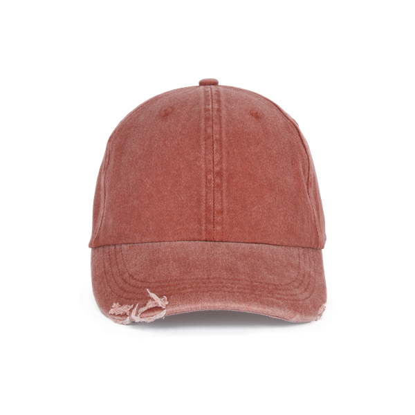 Casquette vintage effet déchiré - 6 panneaux Washed Orange Brick K-up