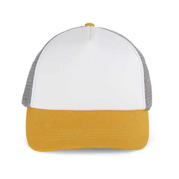Casquette trucker 5 panneaux en coton canvas - K-up Gold Label White / Amber Yellow / Frost Grey K-up