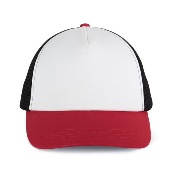 Casquette trucker 5 panneaux en coton canvas - K-up Gold Label White / Light Scarlet Red / Black K-up