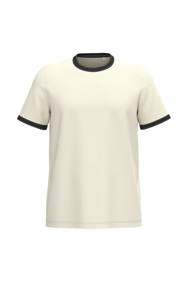 T-shirt ringer écoresponsable à bords contrastés effet délavé homme - ringer tee Ivory / Washed black Native Spirit