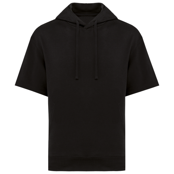 Sweat-shirt écoresponsable à capuche à épaules tombantes manches courtes French Terry unisexe Black Native Spirit