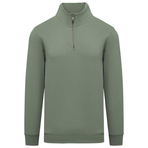 Sweat-shirt écoresponsable à col montant zippé homme Moss Green Native Spirit