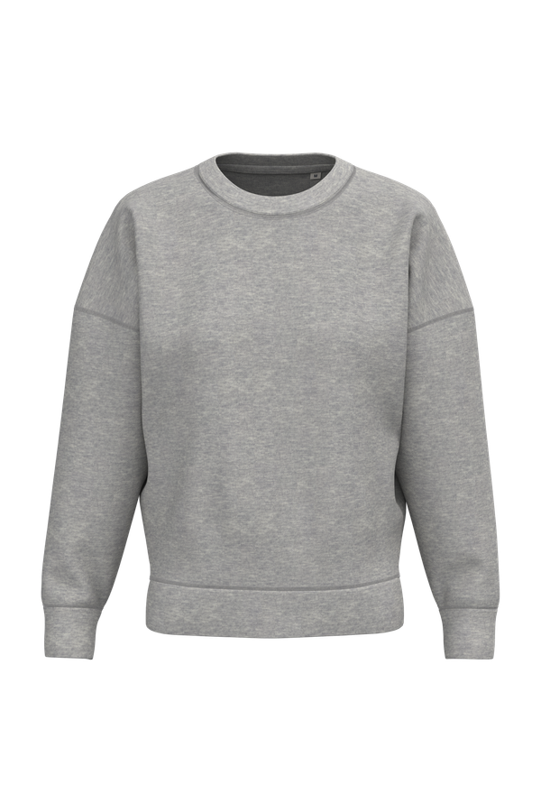 Sweat-shirt écoresponsable à col rond à épaules tombantes femme Moon Grey Heather Native Spirit