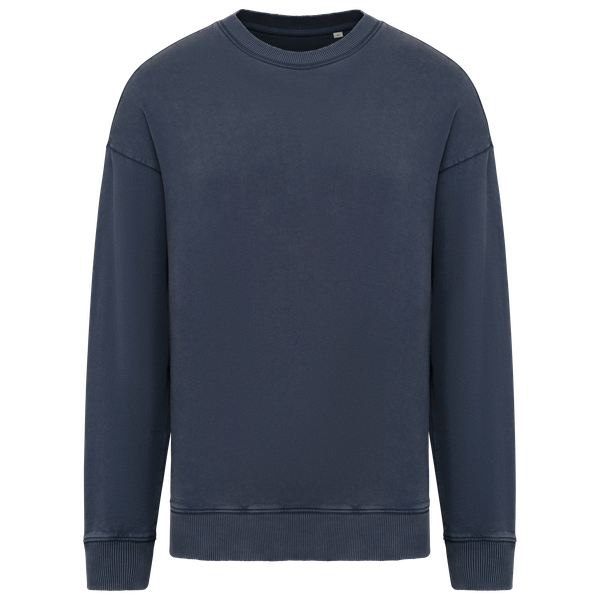 Sweat-shirt écoresponsable à col rond délavé oversize unisexe Washed Navy Blue Native Spirit