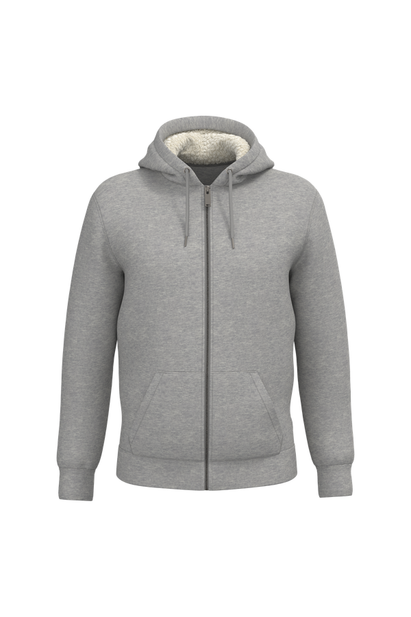 Sweat-shirt écoresponsable zippé doublé en sherpa unisexe Moon Grey Heather Native Spirit