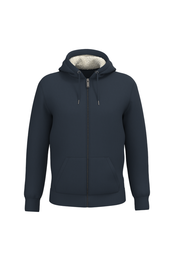 Sweat-shirt écoresponsable zippé doublé en sherpa unisexe Navy Blue Native Spirit
