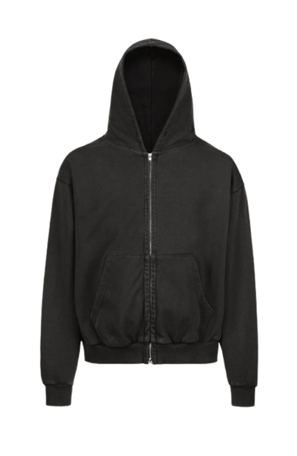 Oversized Zipped Hoodie Vintage Black GRAMMA