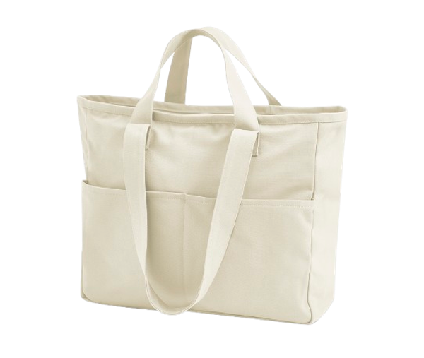 DUAL HANDLE CARGO POCKET TOTE 475GSM Natural WESTFORD MILL