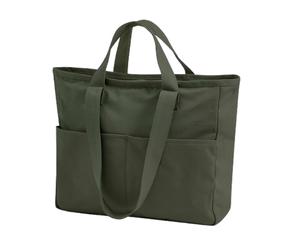 DUAL HANDLE CARGO POCKET TOTE 475GSM Olive Green WESTFORD MILL