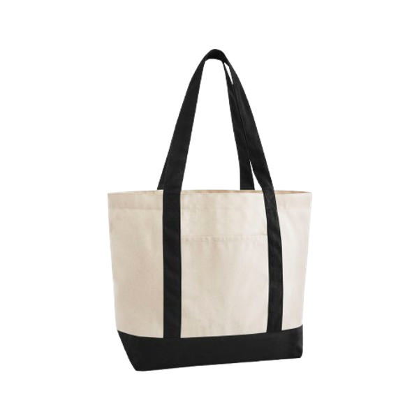 EARTHAWARE® ORGANIC VARSITY SHOPPER 407GSM Natural / Black WESTFORD MILL