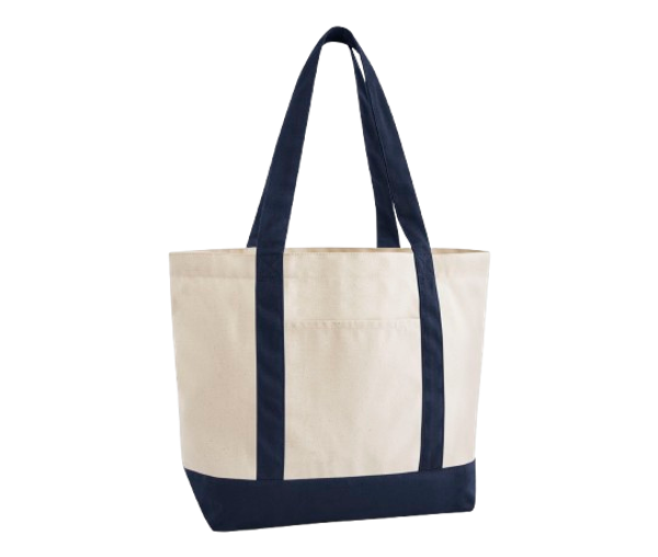EARTHAWARE® ORGANIC VARSITY SHOPPER 407GSM Natural / French Navy WESTFORD MILL
