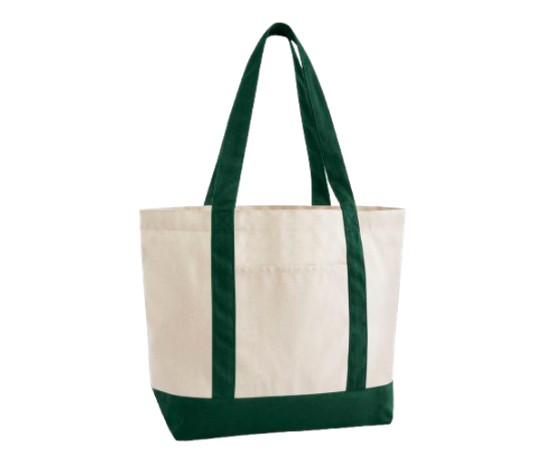 EARTHAWARE® ORGANIC VARSITY SHOPPER 407GSM Natural / Bottle Green WESTFORD MILL