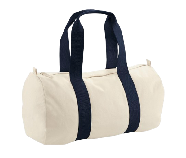 EarthAware® Organic Barrel Bag 383GSM Natural / French Navy Westford Mill
