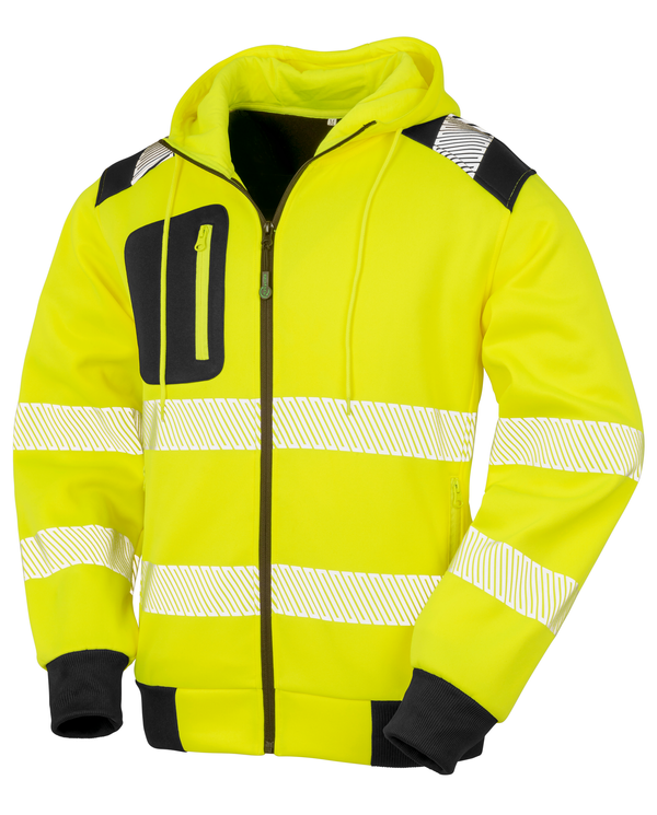 Sweat-shirt à capuche de sécurité recyclé Fluorescent Yellow Result