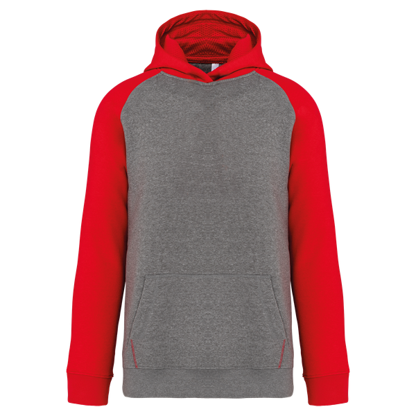 Sweat-shirt capuche bicolore enfant Grey Heather / Sporty Red PROACT®
