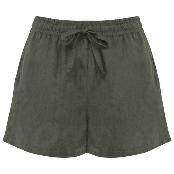 Short en lin femme Organic Khaki Spasso