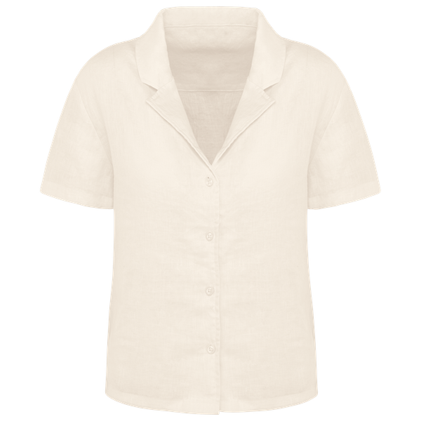 Chemise à col bowling manches courtes en lin femme Ivory Spasso