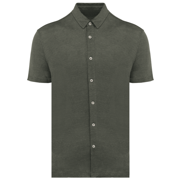 Chemise à manches courtes en lin homme Organic Khaki Spasso