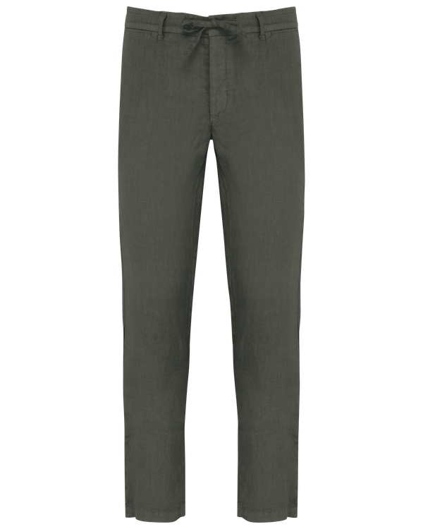 Pantalon délavé en lin homme Washed Organic Khaki Spasso