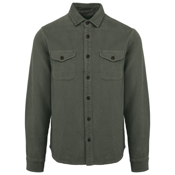 Surchemise écoresponsable délavée en velours côtelé homme Washed Pale Khaki Spasso
