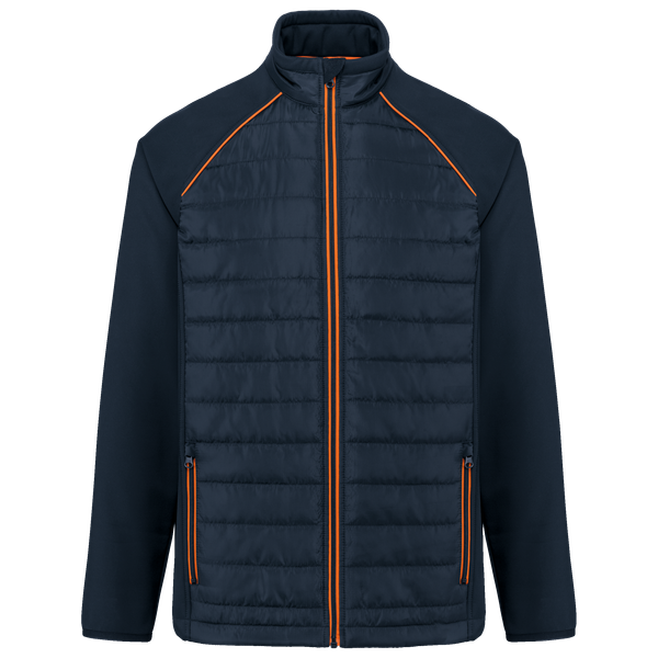 Veste DayToDay bi-matière unisexe Navy / Fluorescent Orange WK. Designed To Work
