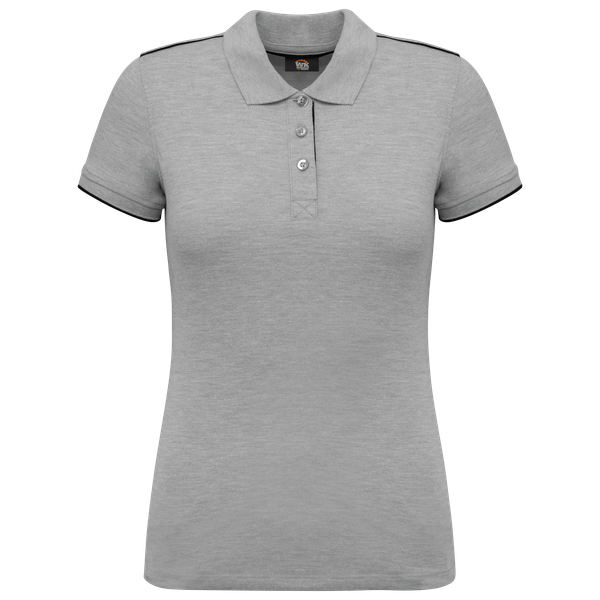Polo DayToDay contrasté manches courtes femme Oxford Grey / Black WK. Designed To Work