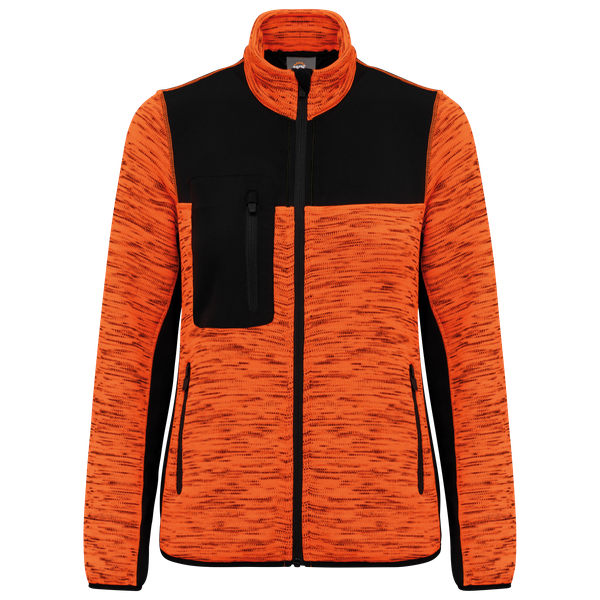 Veste recyclée en polytricot femme Fluorescent Orange Melange / Black WK. Designed To Work