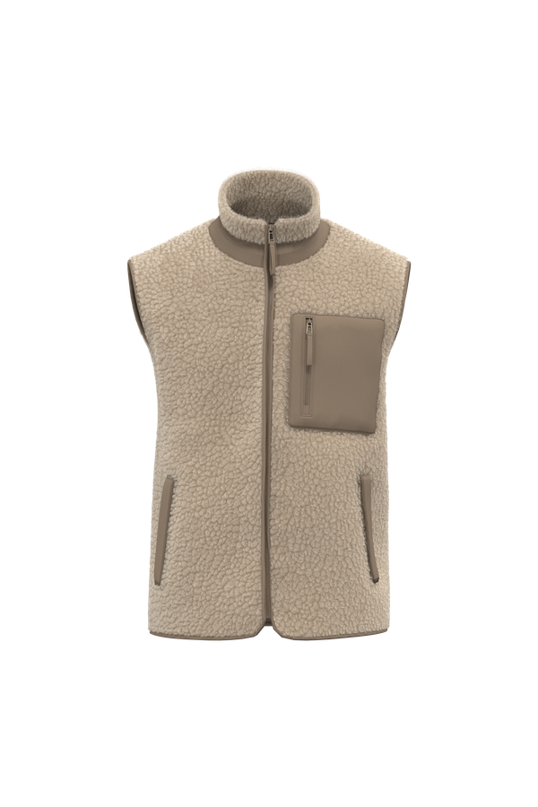 Bodywarmer écoresponsable en sherpa unisexe Wet Sand / Driftwood Native Spirit