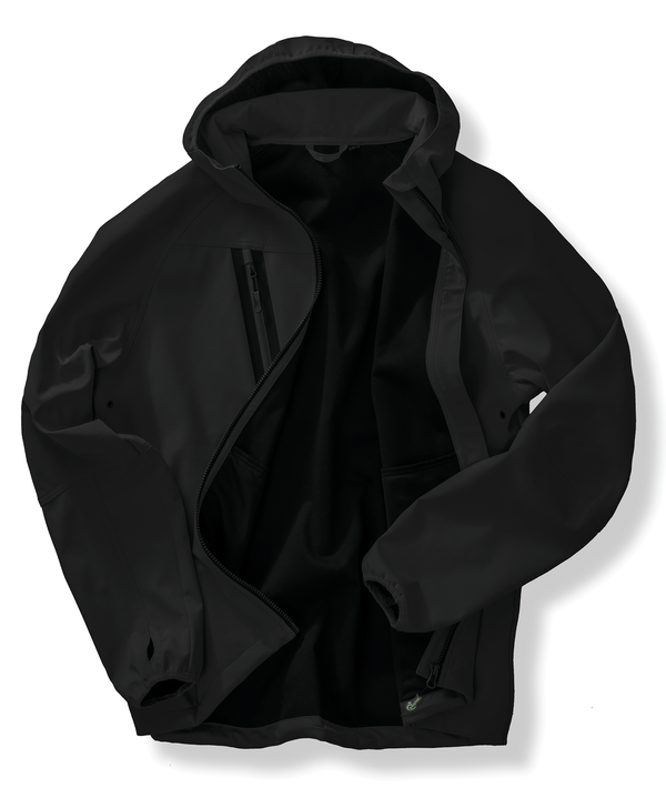 Veste Softshell 3 couches recyclée à capuche unisexe Black / Black Result