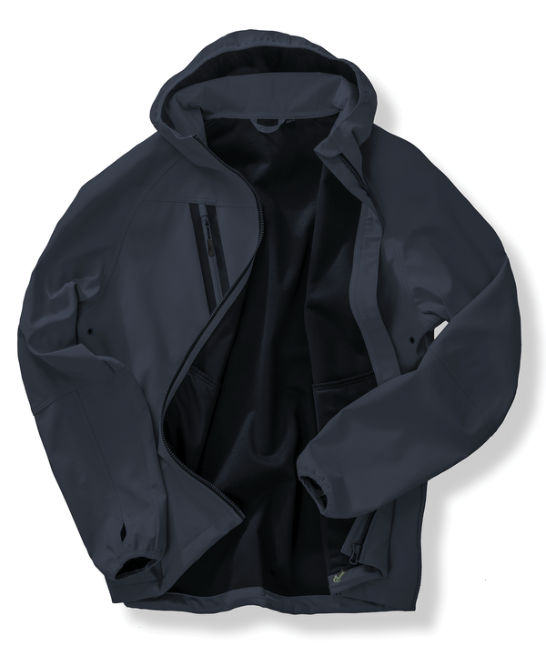 Veste Softshell 3 couches recyclée à capuche unisexe Navy / Navy Result