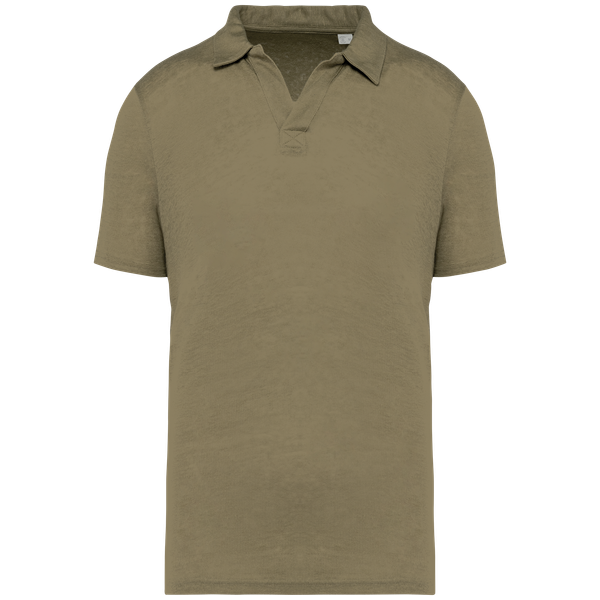 Polo en lin homme Light Olive Green Spasso
