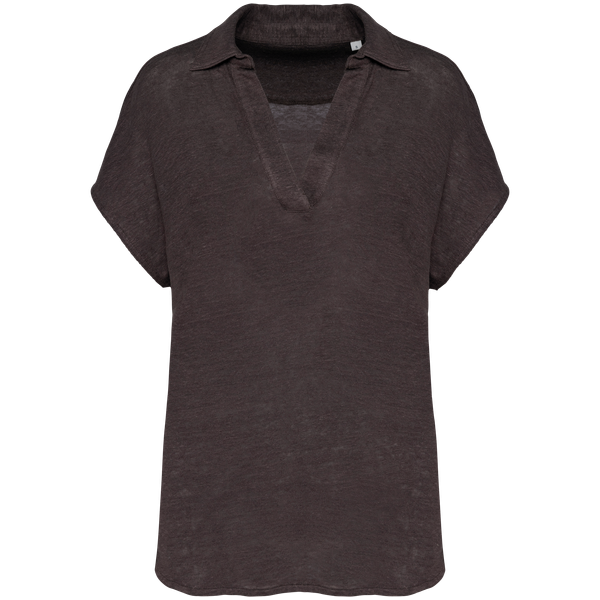 Polo en lin femme Stone Grey Spasso