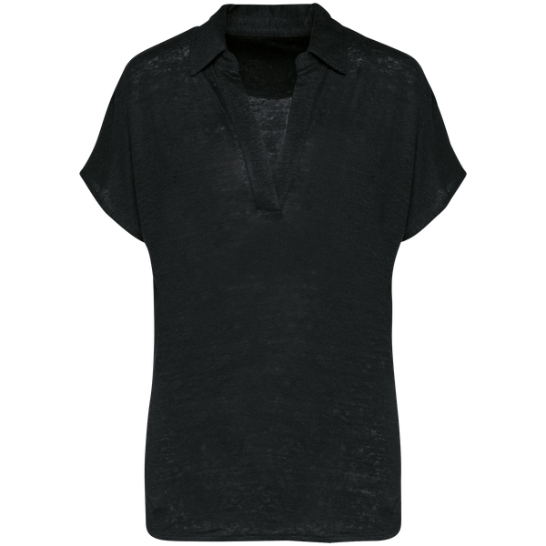 Polo en lin femme Black Spasso