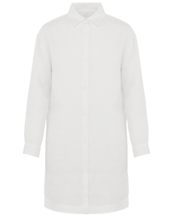 Robe chemise en lin femme White Spasso