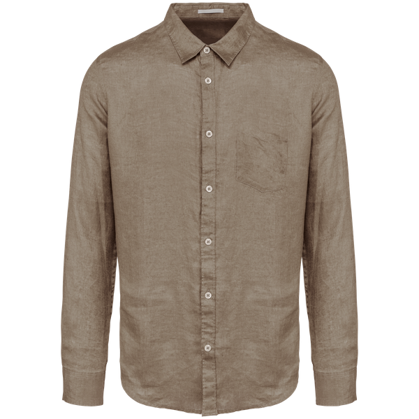 Chemise en lin homme Cream Coffee Spasso